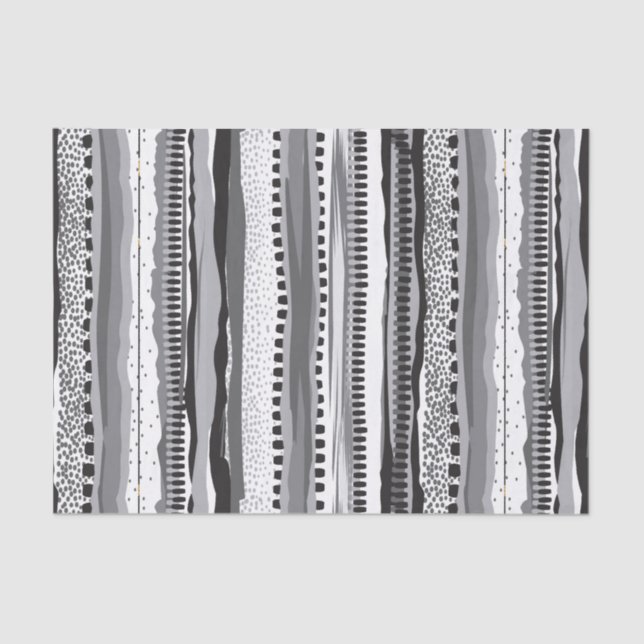 Papel De Seda Padrão geométrico em preto e branco (Frente )