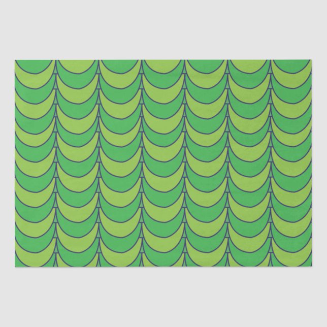 Papel De Seda Padrão Geométrico Metade Círculo Verde Geométrico (Frente )