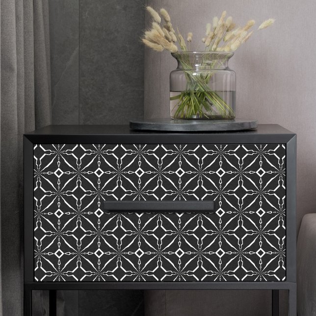 Papel De Seda Padrão geométrico mínimo Na moda preto e branco (Criador carregado)