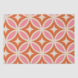 Papel De Seda padrão geométrico moderno de meados do século rosa