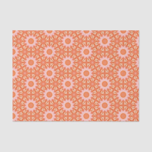 Papel De Seda Padrão Geométrico Moderno Elegante Laranja e Rosa (Frente )