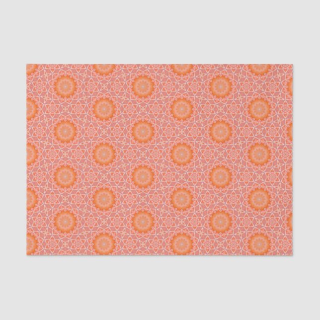 Papel De Seda Padrão Geométrico Moderno Elegante Laranja e Rosa (Frente )