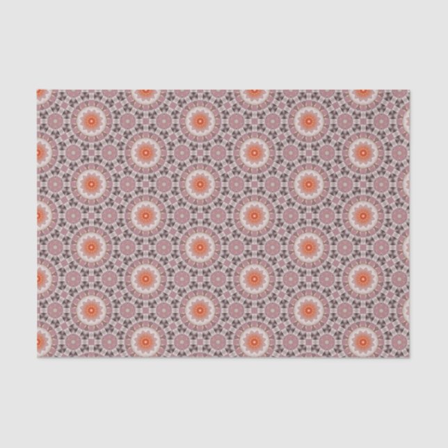 Papel De Seda Padrão Geométrico Moderno Elegante Laranja e Rosa (Frente )
