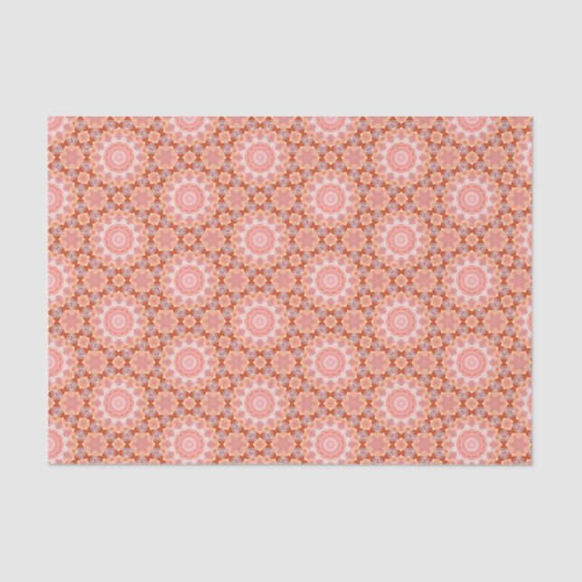 Papel De Seda Padrão Geométrico Moderno Elegante Laranja e Rosa (Frente )
