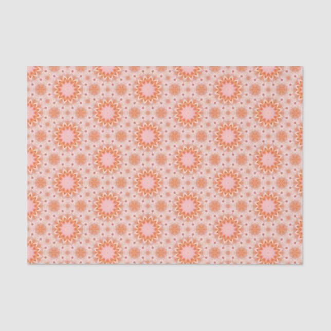 Papel De Seda Padrão Geométrico Moderno Elegante Laranja e Rosa (Frente )