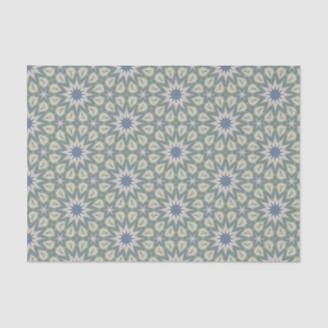 Papel De Seda Padrão Geométrico Moderno Elegante Verde e Azul (Frente )