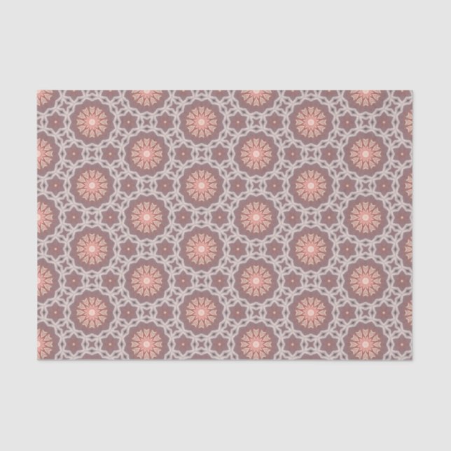 Papel De Seda Padrão Geométrico Moderno Laranja Elegante e Taupe (Frente )