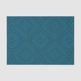 Papel De Seda Padrão Geométrico Mosaico Ornamental Azul Clássico