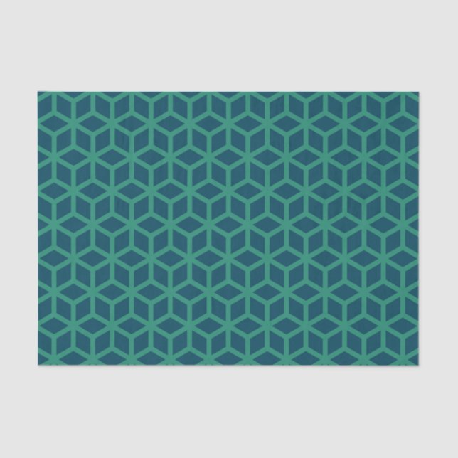 Papel De Seda Padrão Geométrico na moda Dark Teal (Frente )