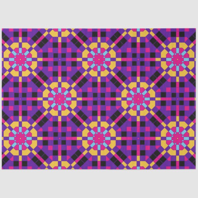 Papel De Seda Padrão Geométrico na moda Trendy Purple Mosaic (Frente )