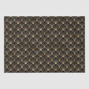 Papel De Seda Padrão Geométrico Oval de Leque Art Deco Design