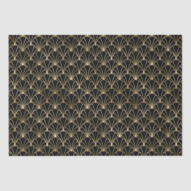 Papel De Seda Padrão Geométrico Oval de Leque Art Deco Design (Frente )