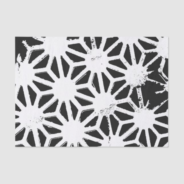 Papel De Seda Padrão geométrico preto e branco (Frente )