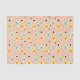 Papel De Seda Padrão geométrico retrô com azul-turquesa, laranja