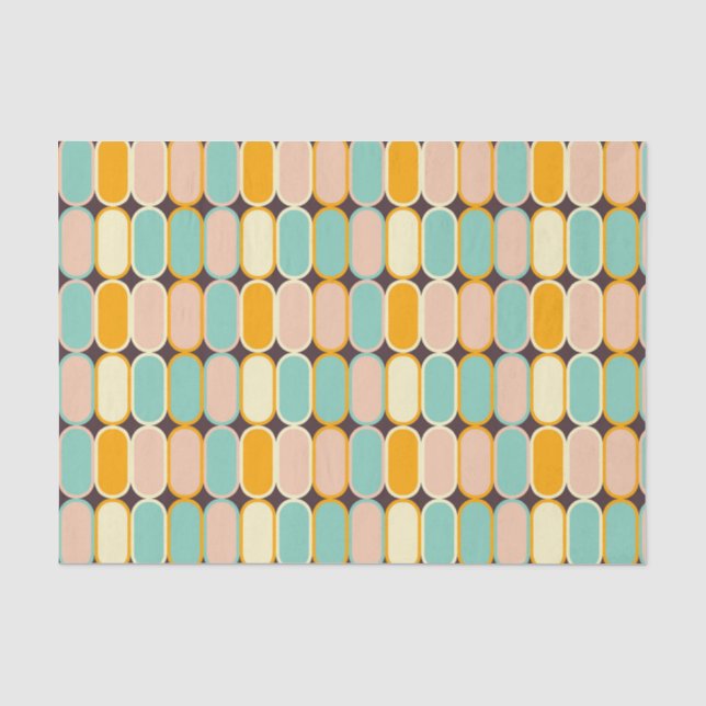 Papel De Seda Padrão geométrico retrô com ovais verticais (Frente )