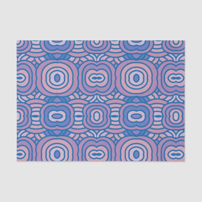 Papel De Seda Padrão Geométrico Retroativo em Azul e Rosa (Frente )