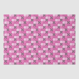 Papel De Seda Padrão geométrico rosa e preto de aniversário
