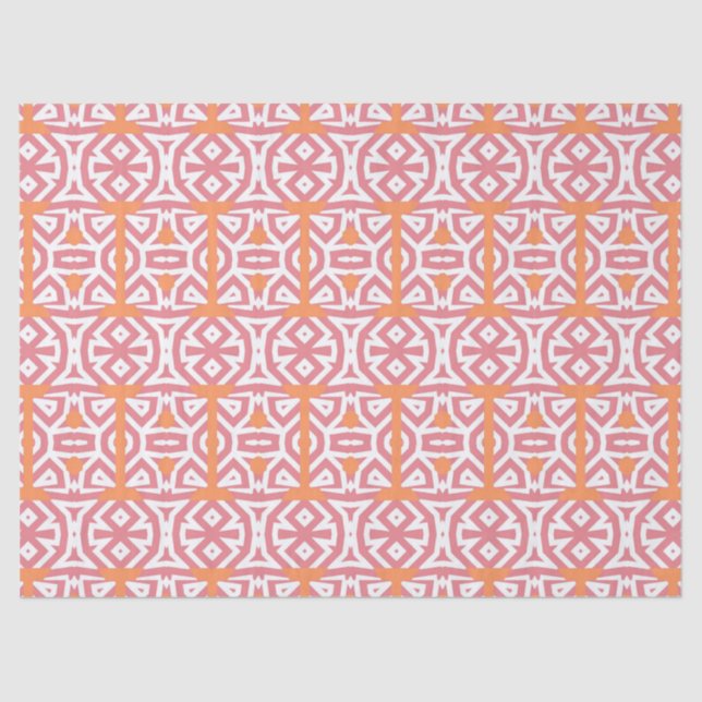 Papel De Seda Padrão Geométrico Tribal Orange Pink (Frente )