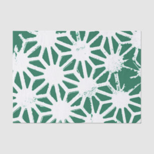 Papel De Seda Padrão geométrico verde-sábado e branco