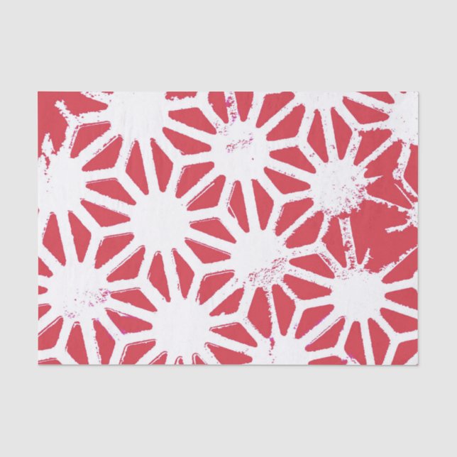 Papel De Seda Padrão geométrico vermelho (Frente )