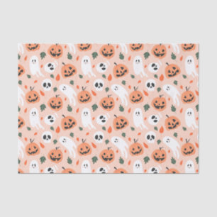 Papel De Seda Padrão Ghost e Jack-O-Lanterna Bonito