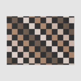 Papel De Seda Padrão Gingham Preto-Castanho Verificado