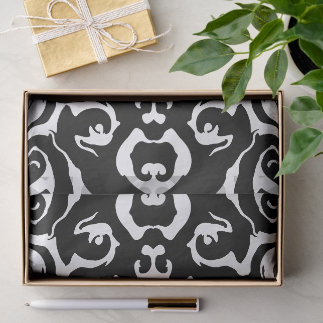 Papel De Seda Padrão Giratório em Preto e Branco (Presente)