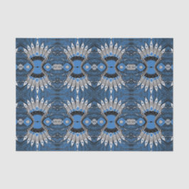 Papel De Seda Padrão Gráfico de pena Azul Boho