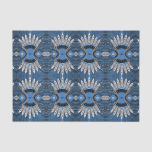 Papel De Seda Padrão Gráfico de pena Azul Boho