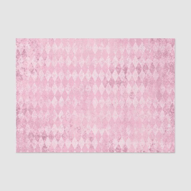Papel De Seda Padrão Harlequim Rosa (Frente )