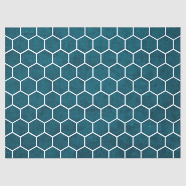 Papel De Seda Padrão Hexagonal Hexagonal Azul Profundo (Frente )