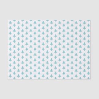 Papel De Seda Padrão Icônico da Árvore de Natal Aqua/Branca