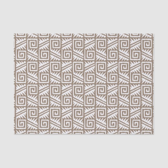 Papel De Seda Padrão Ikat Aztec - Taupe Tan e Cream (Frente )