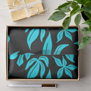 Papel De Seda Padrão Ilustrado de Flores Azuis