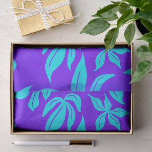 Papel De Seda Padrão Ilustrado de Flores Azuis