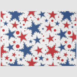 Papel De Seda Padrão Impressão de estrelas vermelho, branco e az