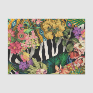 Papel De Seda Padrão-Impressão índio da Zebra Floral Amarela ros