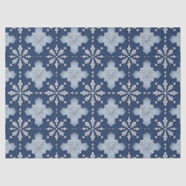 Papel De Seda Padrão Intricado de Floco de Neve (Frente )
