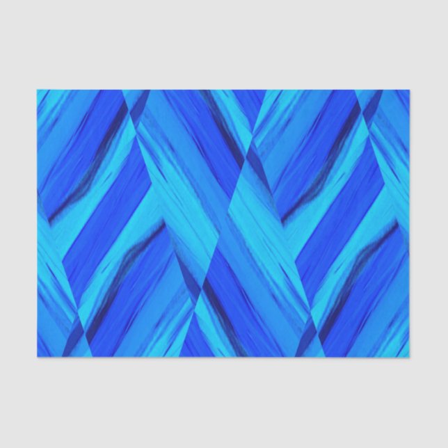 Papel De Seda Padrão Intriciado de Mármaco Azul Cobalto (Frente )