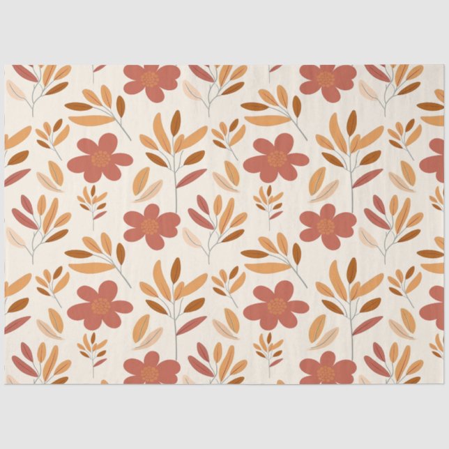 Papel De Seda Padrão Invisível de outono Floral (Frente )