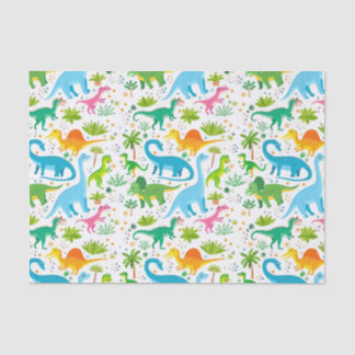 Papel De Seda Padrão Invisível do Dinossauro Colorido, Dinossaur