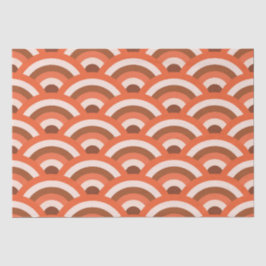 Papel De Seda Padrão Japonês de Ondas Laranja e Marrom