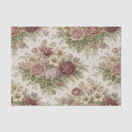 Papel De Seda Padrão Jardim de Rosa Bege Antiga