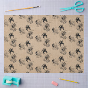 Papel De Seda Padrão Kraft Natal Divertido Vintage Retro Papai N
