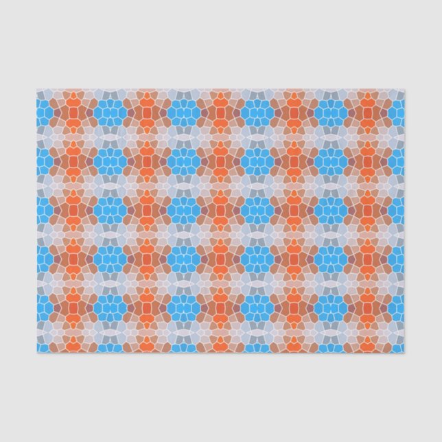 Papel De Seda Padrão Laranja e Azul (Frente )