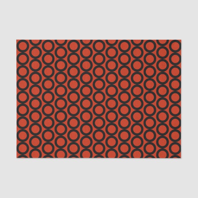 Papel De Seda Padrão Laranja Vermelho Preto (Frente )
