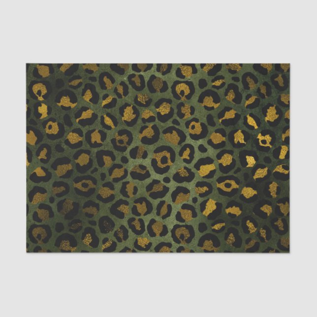Papel De Seda Padrão-Leopardo Amarelo Verde-Selva (Frente )