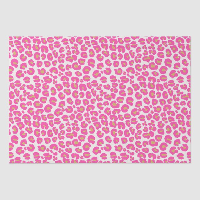 Papel De Seda Padrão-Leopardo Dourado Rosa-Quente (Frente )