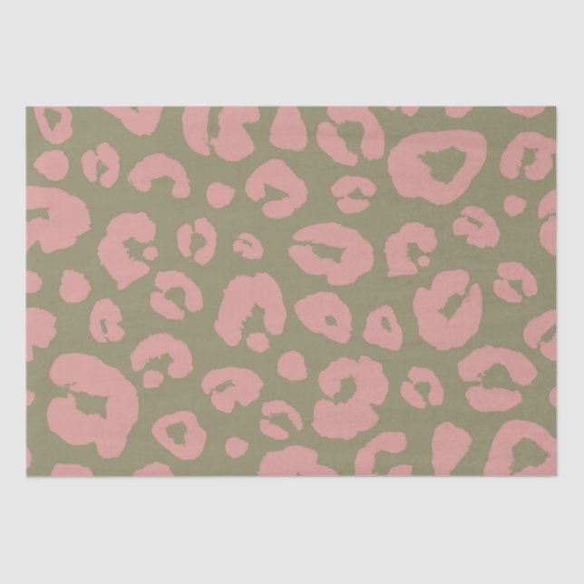 Papel De Seda Padrão-Leopardo Verde e Rosa (Frente )