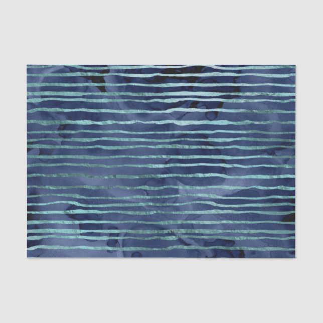 Papel De Seda Padrão Listrado Azul (Frente )